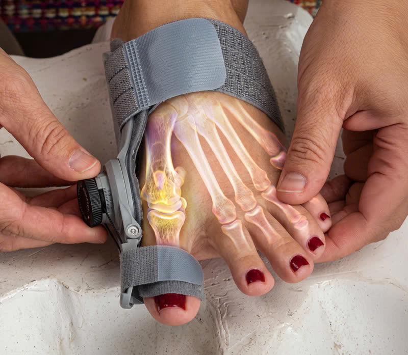 Treatmedy Bunion Fix being worn on a foot